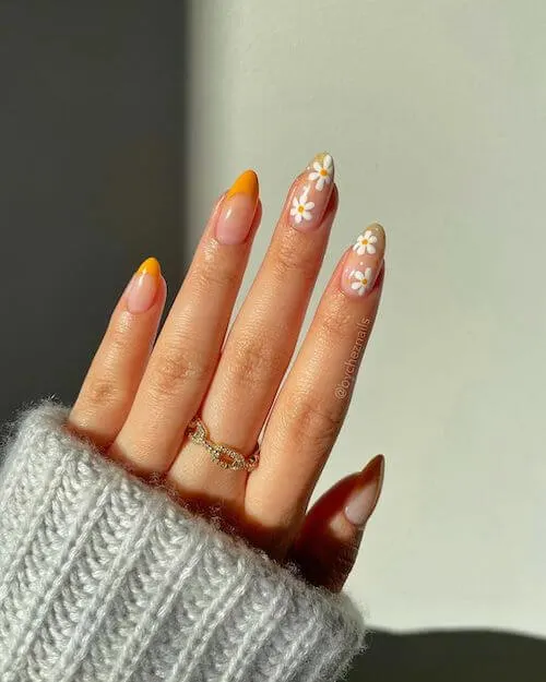 Yellow Flower Spring Nails