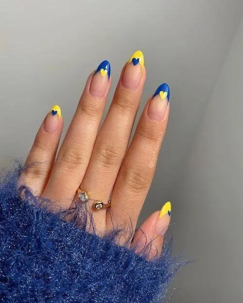 Yellow and Blue Spring Nails