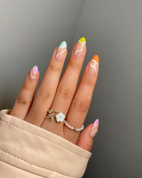 Spring Yellow Abstract Nails