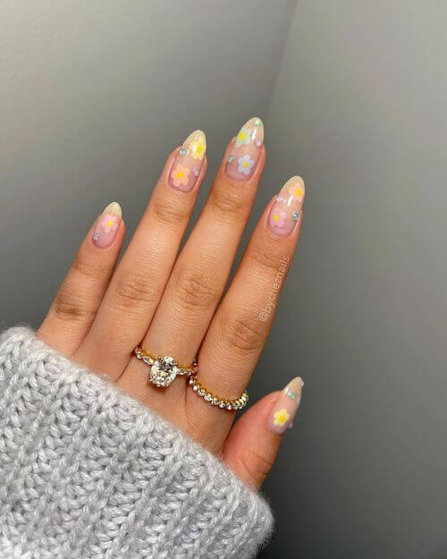 Yellow Flower Spring Nails