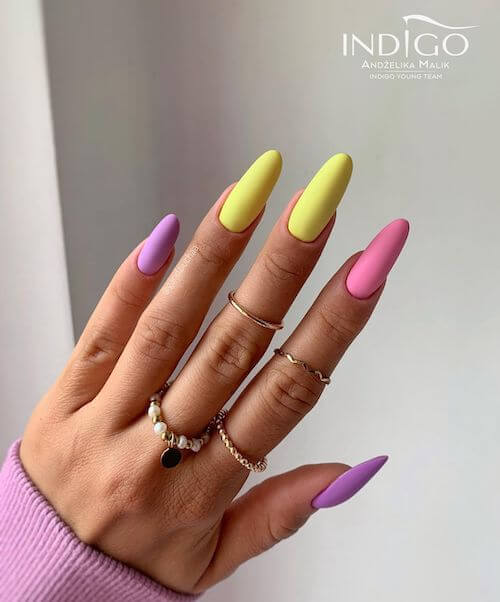 Pink And Yellow Nail For Spring