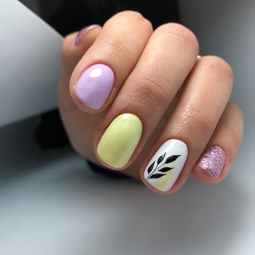 Purple and Yellow Spring Nail Ideas