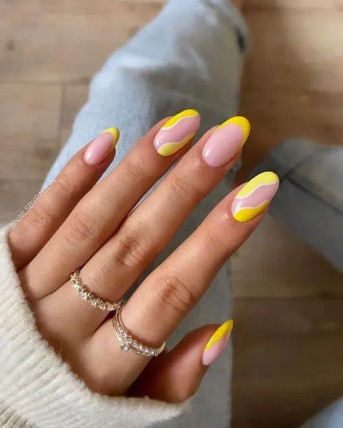 Spring Yellow Abstract Nails