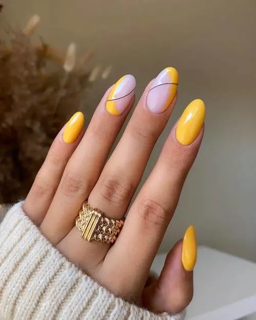 Spring Yellow Abstract Nails