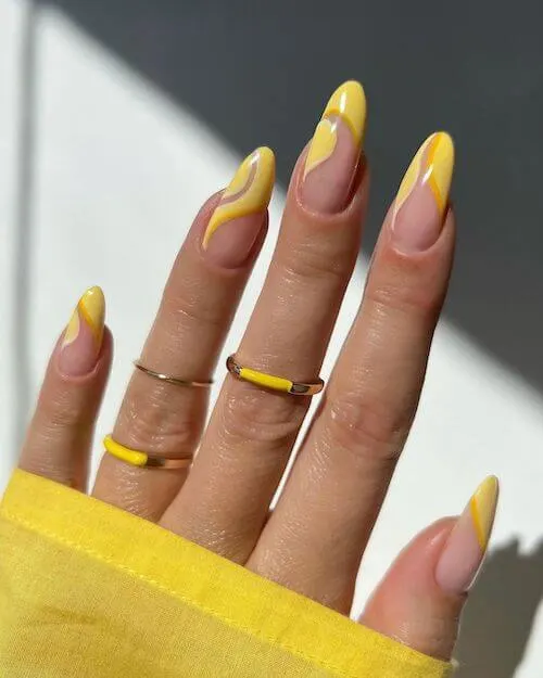 Spring Yellow Abstract Nails