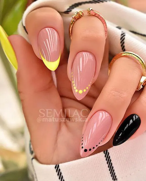 Spring Yellow and Black Nail Ideas