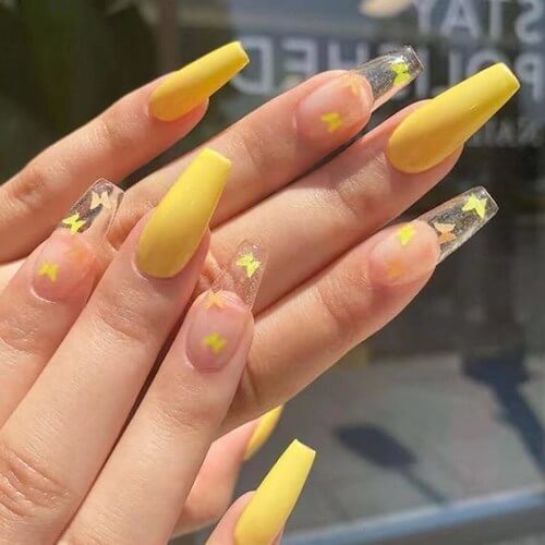 Stunning Yellow Butterfly Nails For Spring