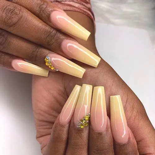 Yellow Ombre Nails for spring