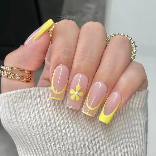 Spring Yellow Coffin Nails