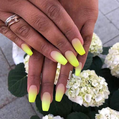 Yellow Ombre Nails for spring