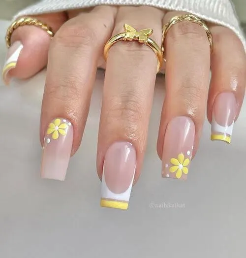 Yellow Flower Spring Nails