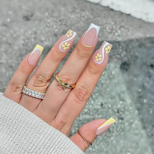 Yellow Flower Spring Nails